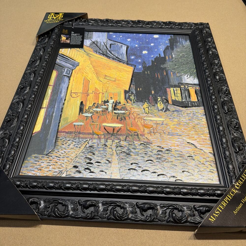 Van Gogh “Cafe Terrace At Night” Is A Hand Portrayal Framed 26x22